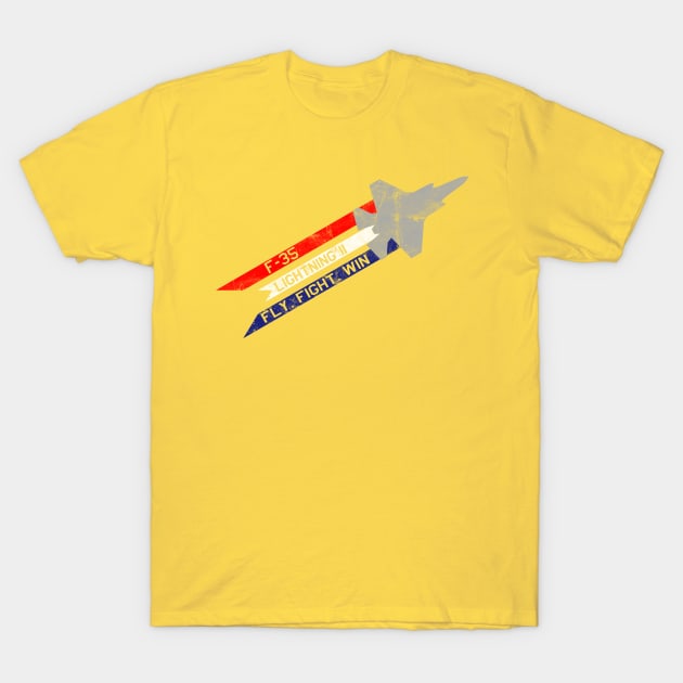 F35 Lightning Jet Fly Fight Win USAF T-Shirt by DesignedForFlight